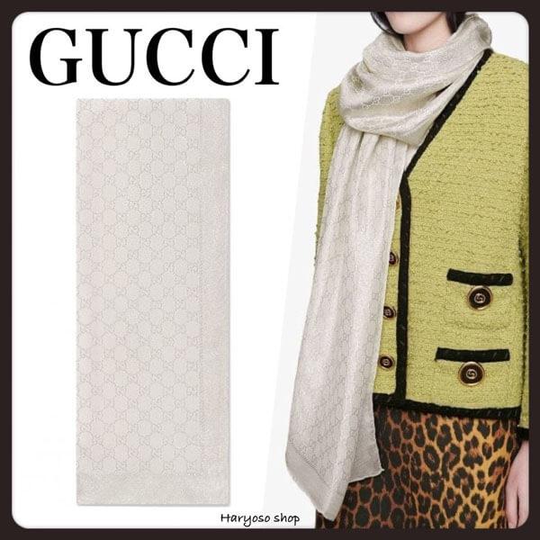 VIP価格★GUCCI★GG ラメ入りシルクジャガードストール 5724703G4481900